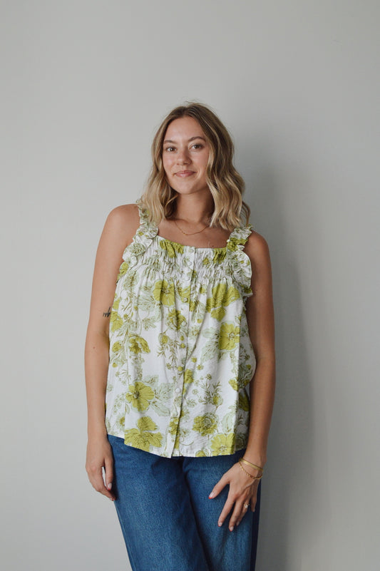 ON THE VINE RUFFLE TOP