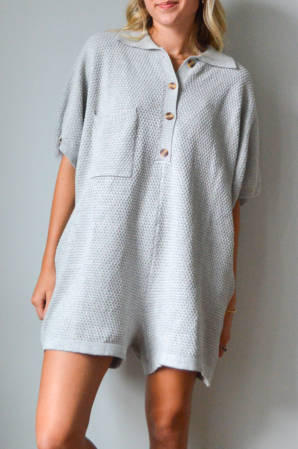 SALTY GRAY KNIT ROMPER