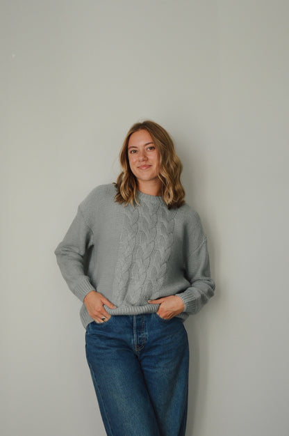 RETRO BLUE CABLE KNIT SWEATER