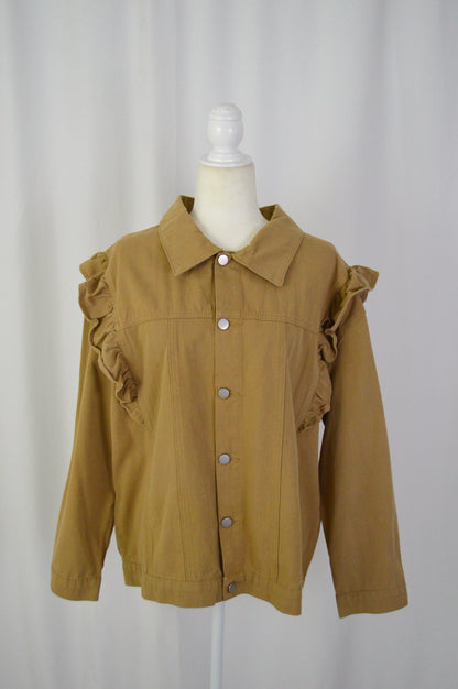 + KHAKI RUFFLE JACKET