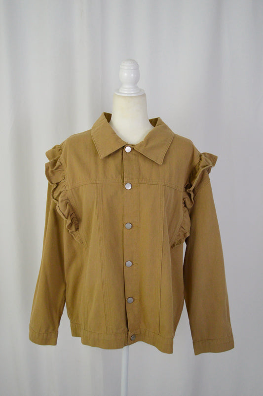 + KHAKI RUFFLE JACKET
