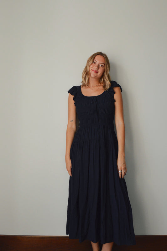 MARGOT NAVY MIDI DRESS