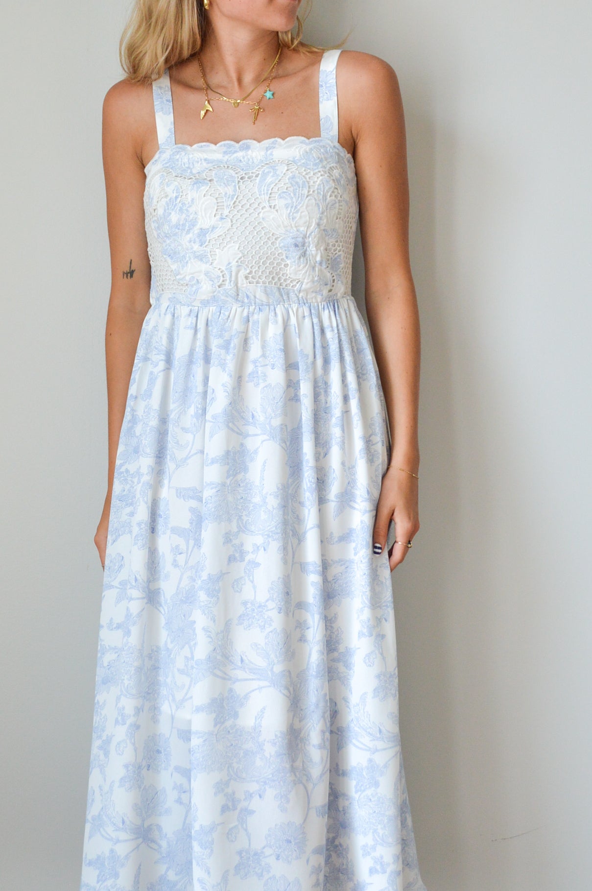 Francesca's blue lace dress best sale