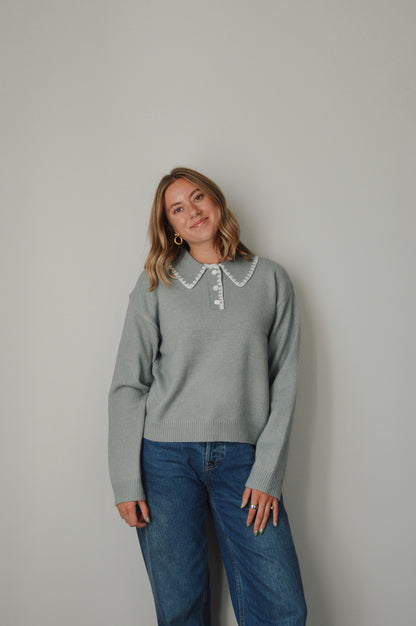 WINTER SAGE POLO SWEATER