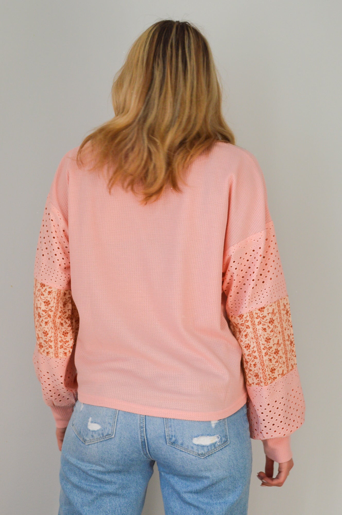 brielle pink contrast sleeve top