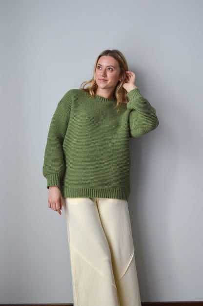 fern green chunky knit sweater