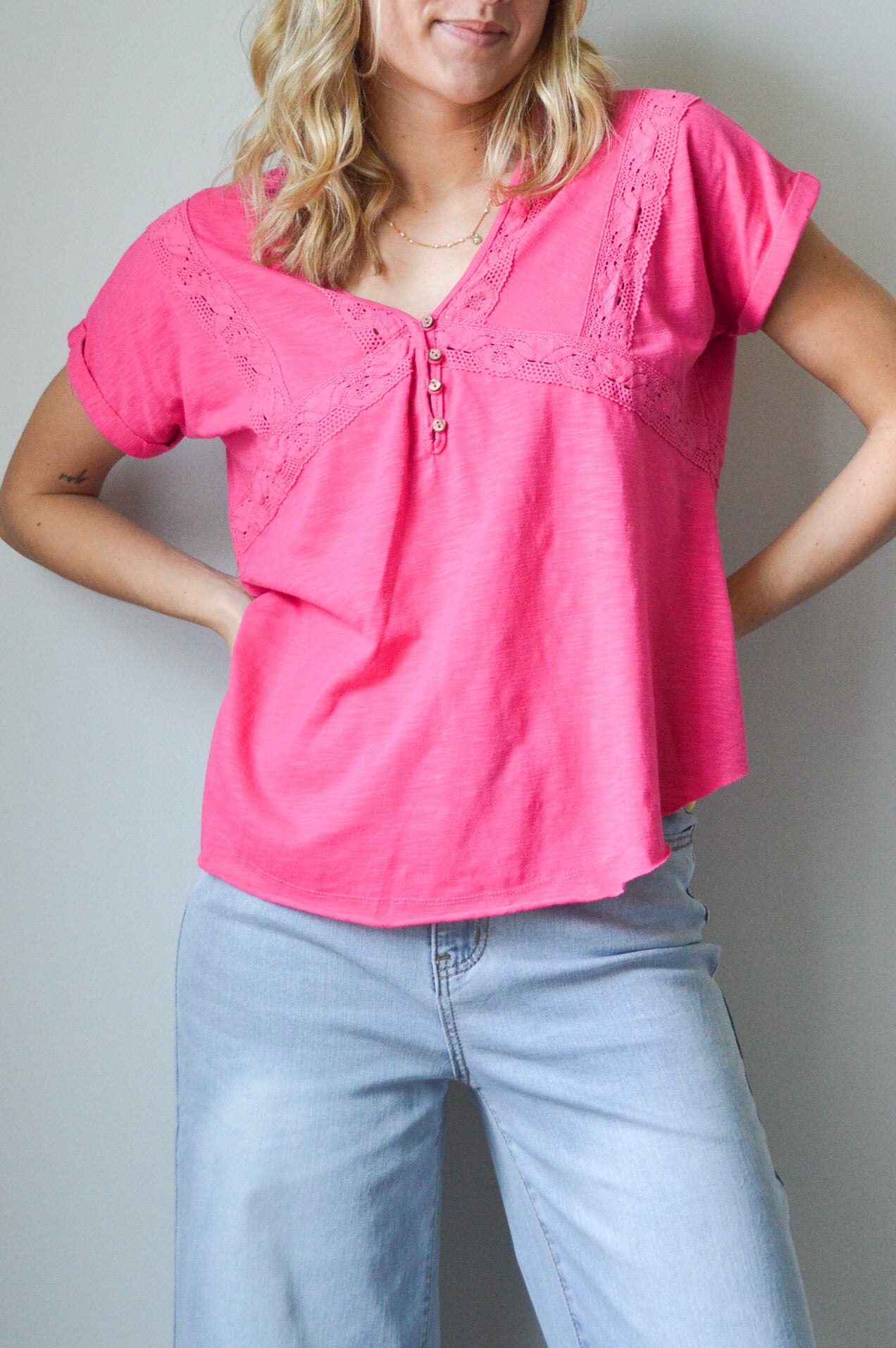 astrid hot pink lace top