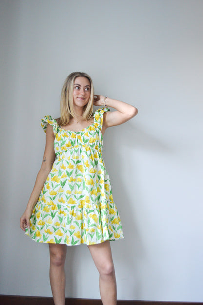 JOLYN YELLOW FLORAL MINI DRESS