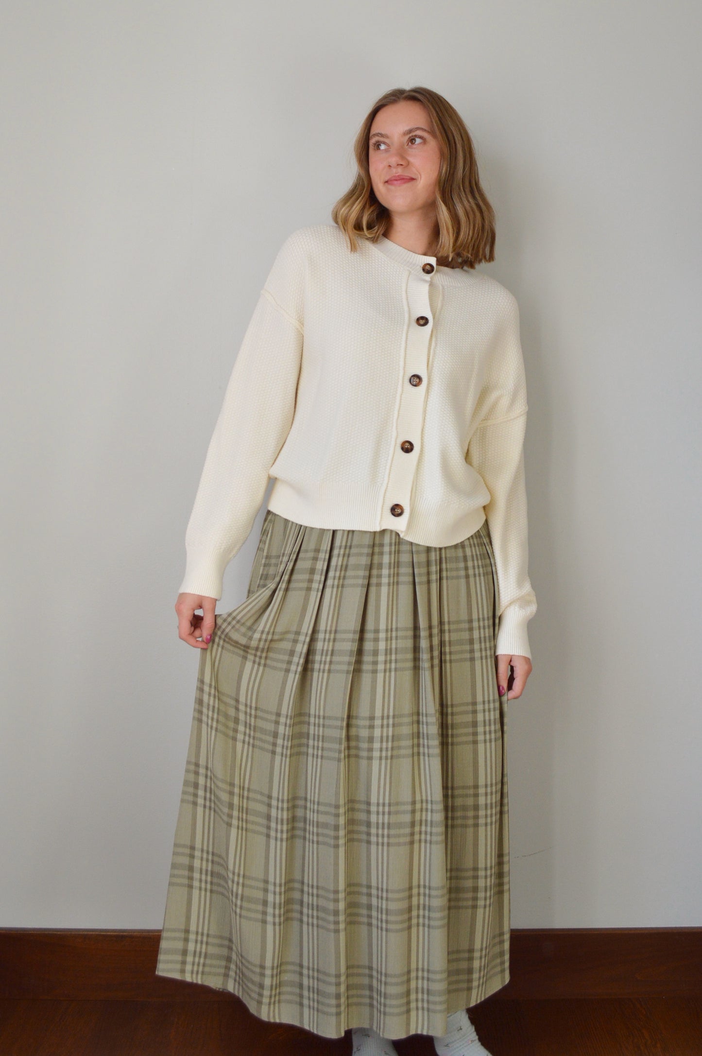 EVERGREEN PLAID MAXI SKIRT