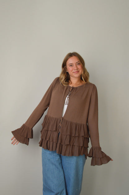 DRIFTWOOD RUFFLE TIE SWEATER