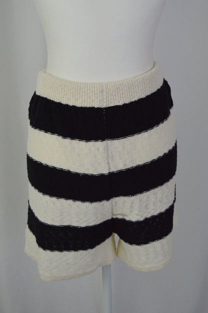 BLACK & CREAM SWEATER SHORTS