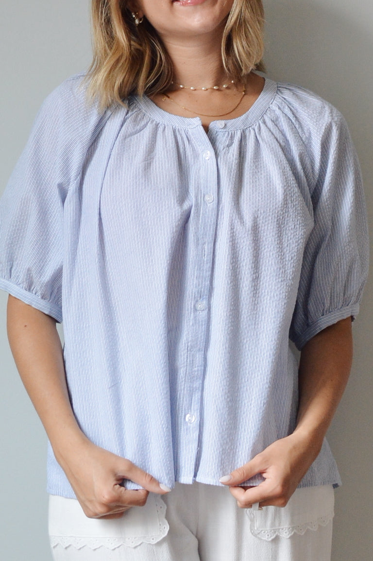 OCEAN BREEZE SEERSUCKER BLOUSE
