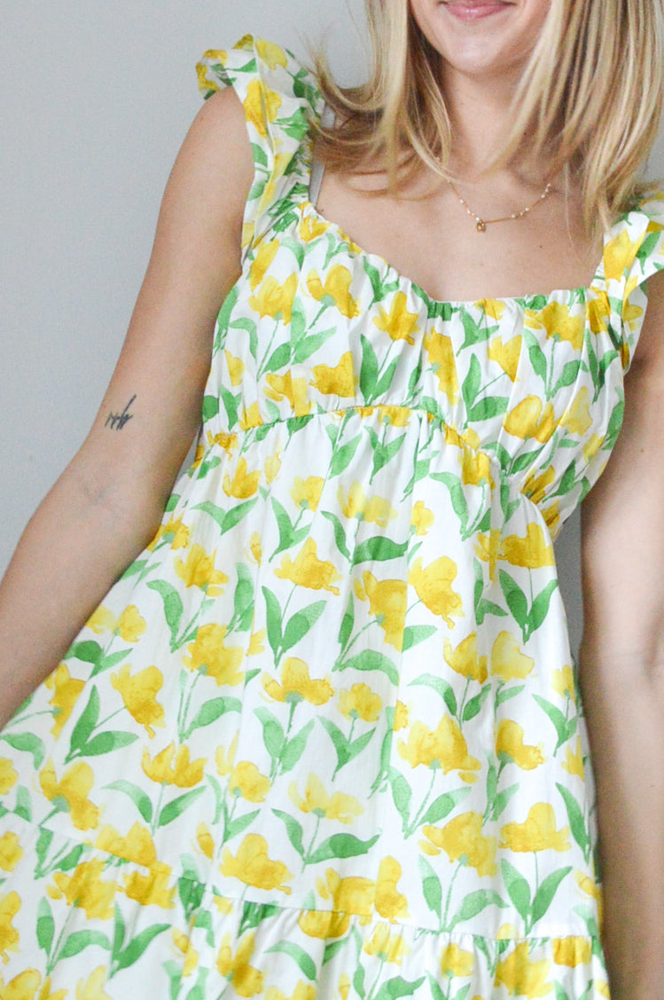 JOLYN YELLOW FLORAL MINI DRESS