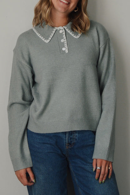 WINTER SAGE POLO SWEATER