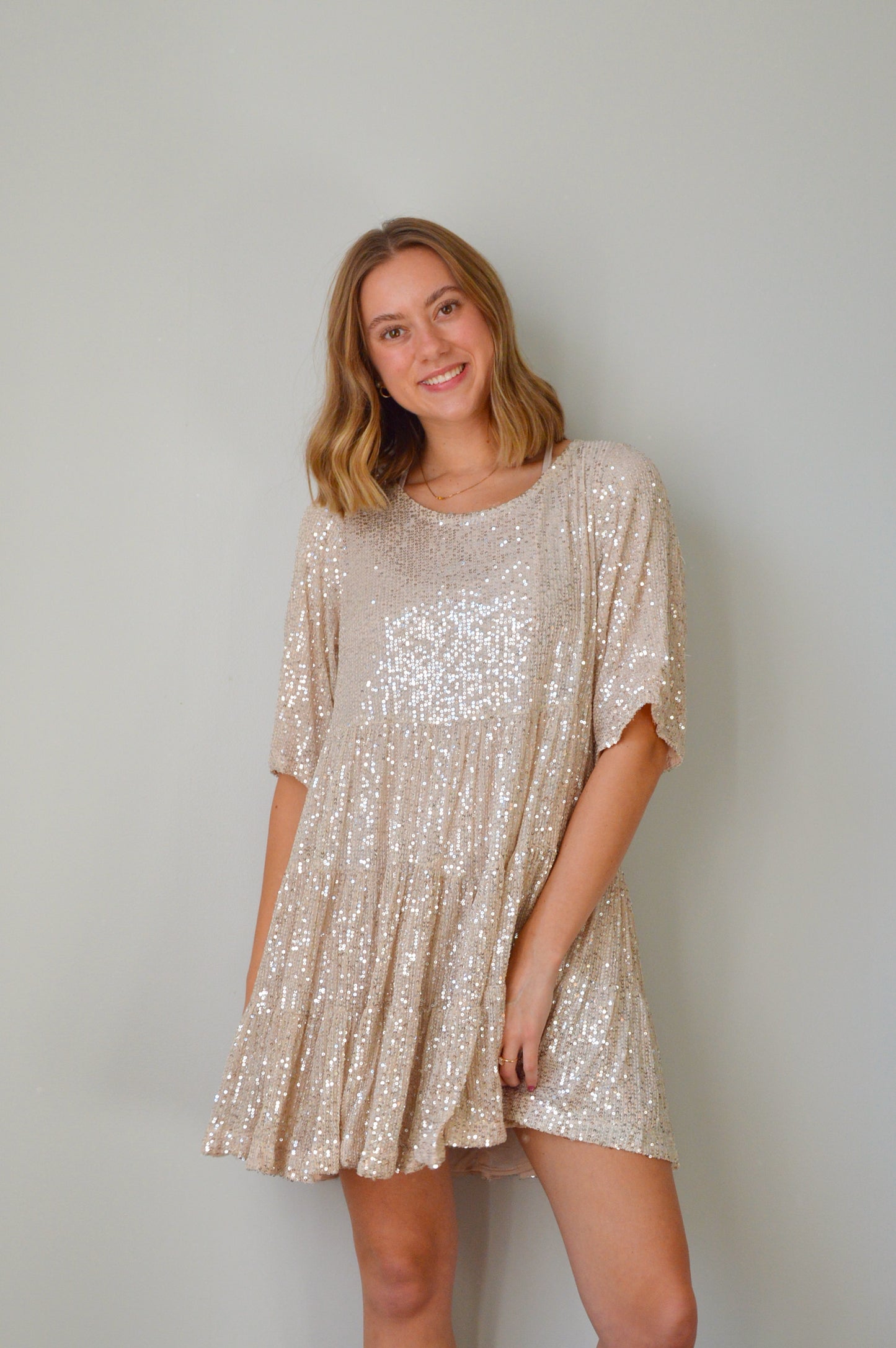 NEW BEGINNINGS SEQUIN MINI DRESS