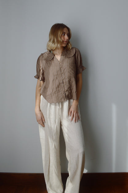 SEASIDE LINEN WIDE LEG PANTS