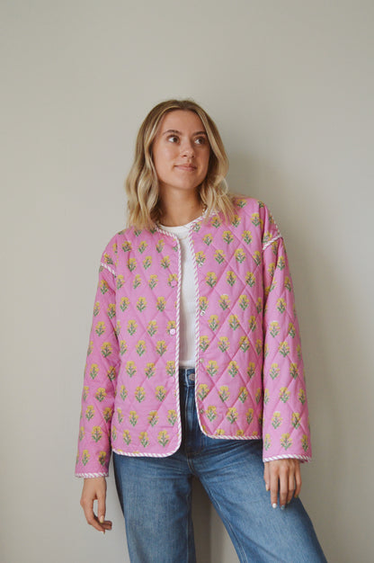 PINK FLORAL PRINTED JACKET