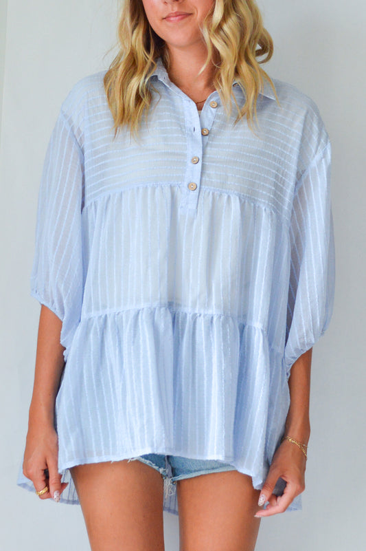 BEVVI BLUE TIERED TOP