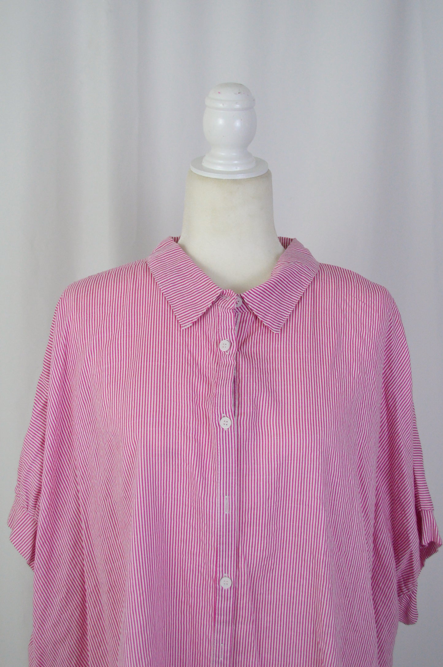 + RASPBERRY STRIPED BUTTON DOWN