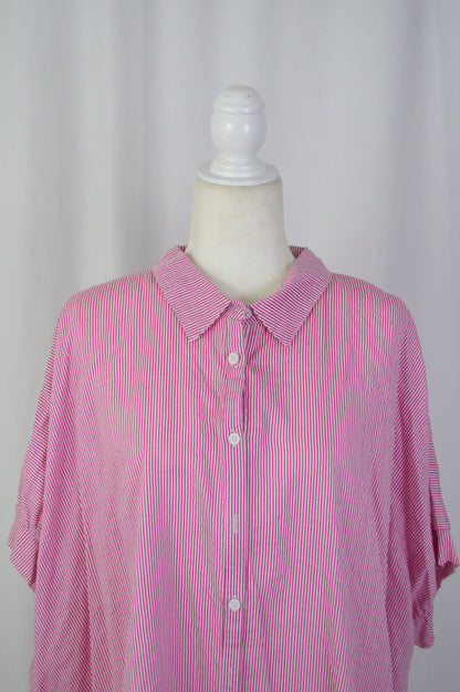 + RASPBERRY STRIPED BUTTON DOWN