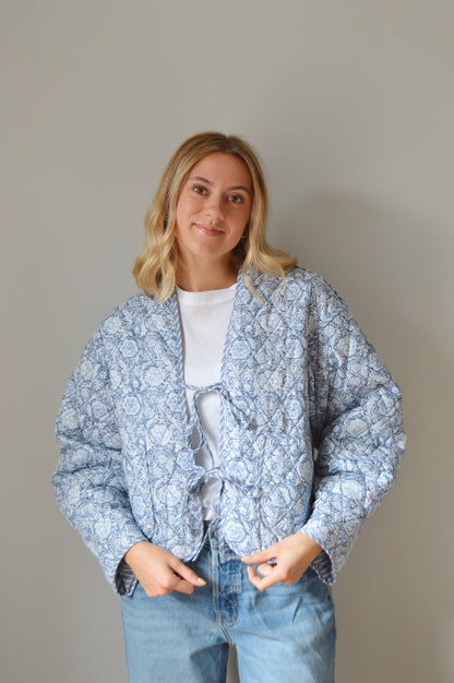 BLUE FLORAL QUILTED JACKET