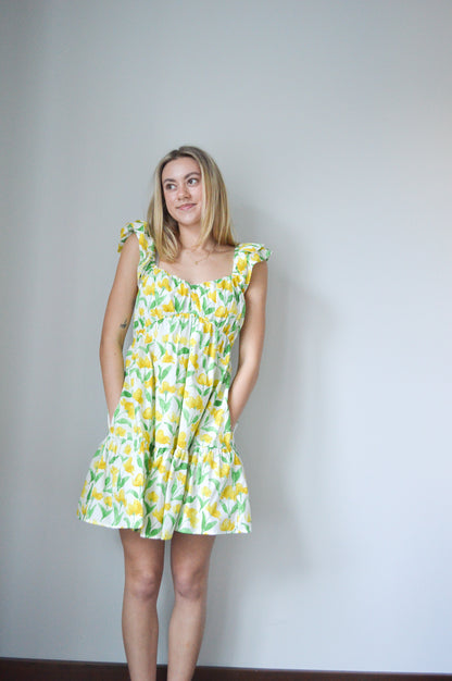 JOLYN YELLOW FLORAL MINI DRESS