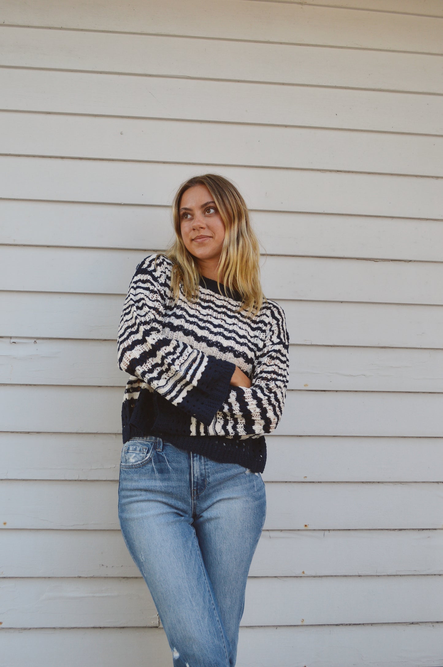 WIND & WAVES NAVY STRIPED SWEATER