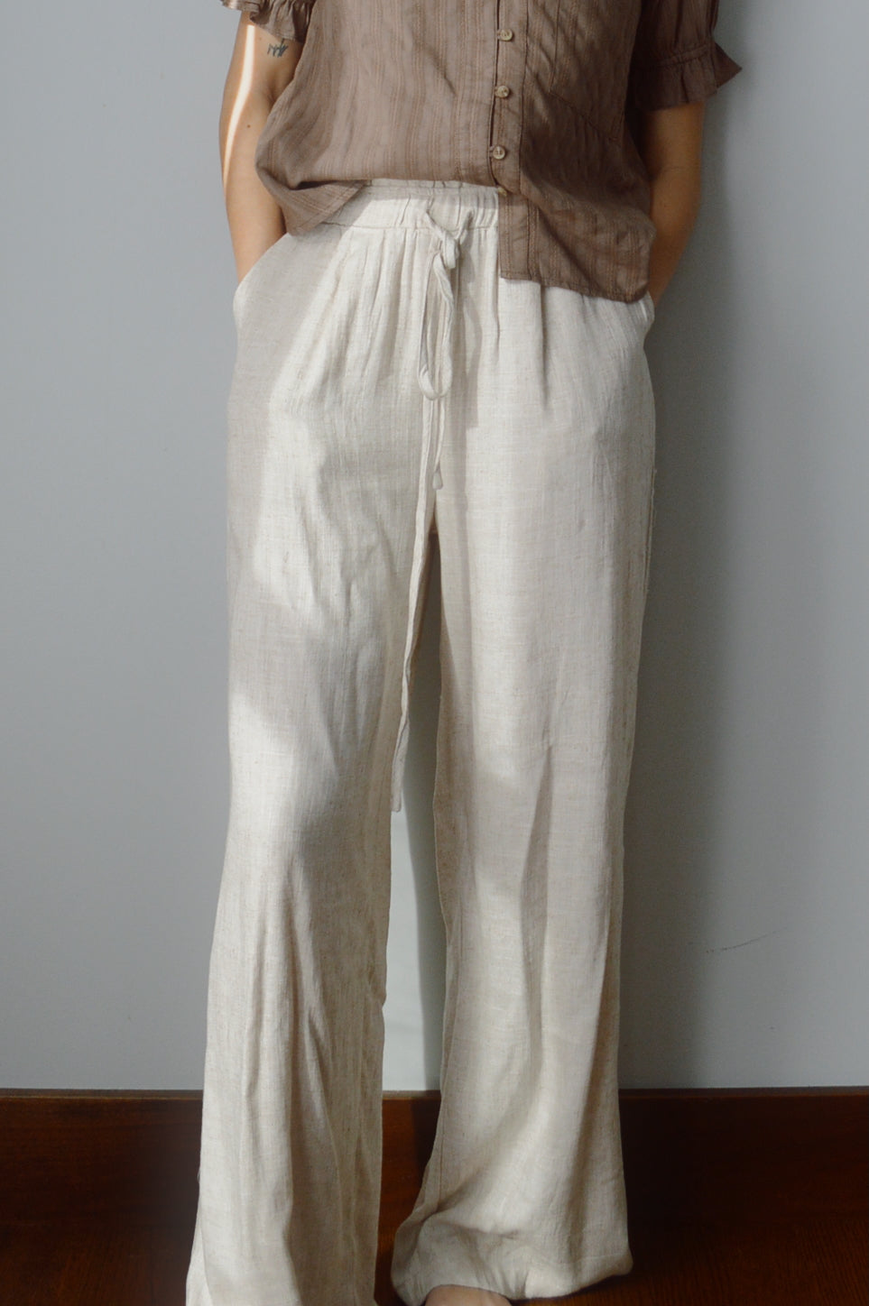 SEASIDE LINEN WIDE LEG PANTS