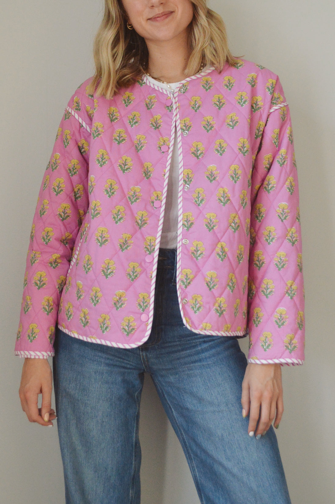 PINK FLORAL PRINTED JACKET