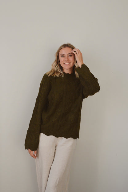 EVERGREEN SCALLOPED SWEATER